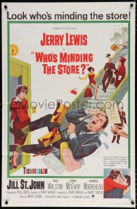 7b977 WHO'S MINDING THE STORE 1sh 1963 Jerry Lewis is the unhandiest handyman, Jill St. John