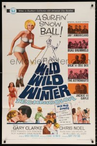 7b980 WILD WILD WINTER 1sh 1966 half-clad teen skier, Jay and The Americans & early rockers!