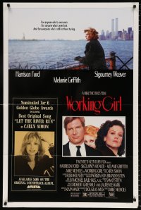7b988 WORKING GIRL studio style 1sh 1988 Harrison Ford, Melanie Griffith & Sigourney Weaver, NYC!