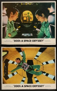 7c744 2001: A SPACE ODYSSEY 2 LCs R1972 Stanley Kubrick sci-fi classic, Gary Lockwood, Keir Dullea!
