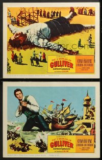 7c746 3 WORLDS OF GULLIVER 2 LCs 1960 Ray Harryhausen fantasy classic, cool special effects scenes!