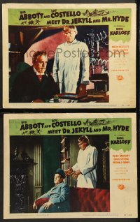 7c748 ABBOTT & COSTELLO MEET DR. JEKYLL & MR. HYDE 2 LCs 1953 Bud & Lou meet monster Boris Karloff!