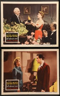 7c754 ALL ABOUT EVE 2 LCs 1950 Anne Baxter, Celeste Holm, Gary Merrill, classic Broadway movie!