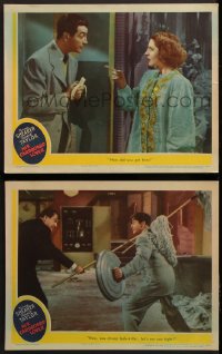 7c845 HER CARDBOARD LOVER 2 LCs 1942 Norma Shearer with Robert Taylor & George Sanders!