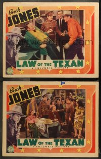 7c873 LAW OF THE TEXAN 2 LCs 1938 Buck Jones blasts his way to a bandit's lair & a girl's heart!