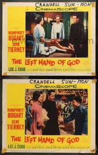 7c875 LEFT HAND OF GOD 2 LCs 1955 priest Humphrey Bogart in Asia w/ Lee J. Cobb!