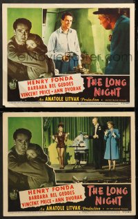 7c883 LONG NIGHT 2 LCs 1947 border close up of Henry Fonda & scared Barbara Bel Geddes, film noir!