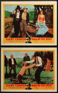 7c889 MAN OF THE WEST 2 LCs 1958 Gary Cooper is the man of the notched gun and fast draw!