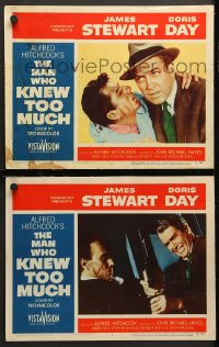 7c890 MAN WHO KNEW TOO MUCH 2 LCs 1956 James Stewart & Doris Day, Alfred Hitchcock classic!