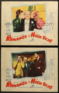 7c931 ROMANCE ON THE HIGH SEAS 2 LCs 1948 Doris Day & Paige kiss S.Z. Sakall's cheeks & more!