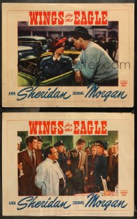 7c994 WINGS FOR THE EAGLE 2 LCs 1942 close up of pretty Ann Sheridan & Dennis Morgan!