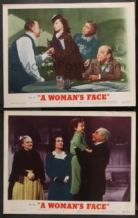 7c995 WOMAN'S FACE 2 LCs R1954 great images of Melvyn Douglas, Joan Crawford, Osa Massen!