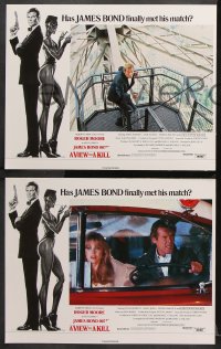 7c305 VIEW TO A KILL 8 English LCs 1985 Roger Moore as James Bond, Christopher Walken, Grace Jones!
