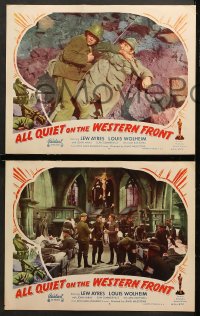 7c368 ALL QUIET ON THE WESTERN FRONT 6 LCs R1950 Lew Ayres, WWII classic, cool image in art design!