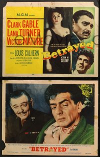 7c049 BETRAYED 8 LCs 1954 Clark Gable, Victor Mature, Lana Turner, Louis Calhern, WWII