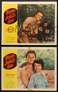 7c057 BOMBA & THE JUNGLE GIRL 8 LCs 1953 great close up of native woman Suzette Harbin with knife!