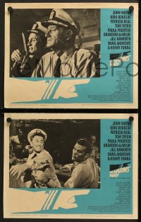 7c162 IN HARM'S WAY 8 LCs 1965 John Wayne, Kirk Douglas, Otto Preminger, great Saul Bass border art!