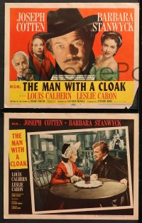 7c190 MAN WITH A CLOAK 8 LCs 1951 gorgeous Barbara Stanwyck, Joseph Cotten & pretty Leslie Caron!