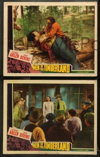 7c532 MEN OF THE TIMBERLAND 4 LCs 1941 Richard Arlen, Andy Devine & Linda Hayes, logging in Canada!