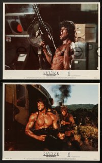 7c242 RAMBO FIRST BLOOD PART II 8 LCs 1985 cool images of one man army Sylvester Stallone!