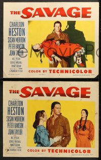 7c257 SAVAGE 8 LCs 1952 Native American Charlton Heston, pretty Susan Morrow!