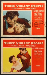 7c289 THREE VIOLENT PEOPLE 8 LCs 1956 sexy Anne Baxter, Charlton Heston & Gilbert Roland!