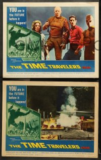 7c569 TIME TRAVELERS 4 LCs 1964 science fiction with cool Reynold Brown border art!