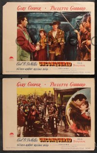 7c724 UNCONQUERED 3 LCs 1947 directed by Cecil B. DeMille, Gary Cooper, Paulette Goddard!