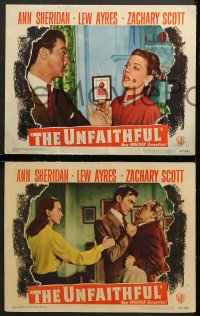7c726 UNFAITHFUL 3 LCs 1947 sexy Ann Sheridan, Lew Ayres, Zachary Scott, love triangle film noir!