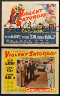 7c306 VIOLENT SATURDAY 8 LCs 1955 Victor Mature, Richard Egan, Sylvia Sydney, Richard Fleischer!