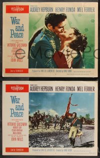 7c730 WAR & PEACE 3 LCs 1956 Audrey Hepburn, Henry Fonda & Mel Ferrer, Leo Tolstoy epic!
