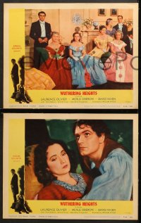 7c739 WUTHERING HEIGHTS 3 LCs R1955 Laurence Olivier is torn with desire for Merle Oberon!
