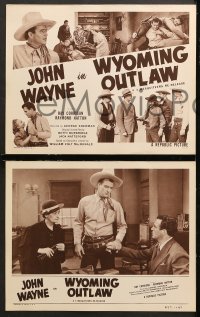 7c580 WYOMING OUTLAW 4 LCs R1953 cool western montage of big John Wayne with The 3 Mesquiteers!