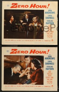 7c581 ZERO HOUR 4 LCs 1957 Dana Andrews, Linda Darnell & Hayden, movie parodied in Airplane!