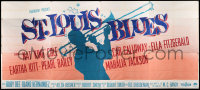 7d019 ST. LOUIS BLUES 24sh 1958 Nat King Cole, Kitt, full-length silhouette playing trombone, rare!