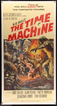 7d029 TIME MACHINE 3sh 1960 H.G. Wells, George Pal, great Reynold Brown sci-fi artwork!
