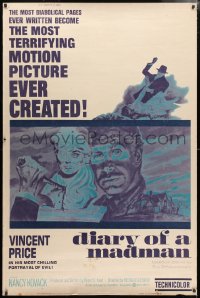 7d262 DIARY OF A MADMAN 40x60 1963 Vincent Price in his most chilling portrayal of evil!