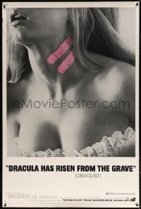 7d265 DRACULA HAS RISEN FROM THE GRAVE 40x60 1969 Hammer, c/u of sexy girl with bandaids on her neck!