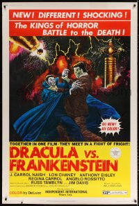 7d266 DRACULA VS. FRANKENSTEIN 40x60 1971 kings of horror battling to the death by Gray Morrow!