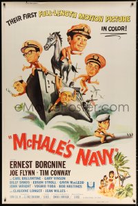 7d283 McHALE'S NAVY 40x60 1964 great artwork of Ernest Borgnine, Tim Conway & cast on ship!