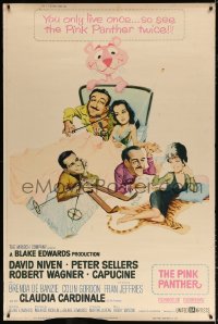 7d291 PINK PANTHER style Z 40x60 1964 wacky art of Peter Sellers & David Niven by Jack Rickard!