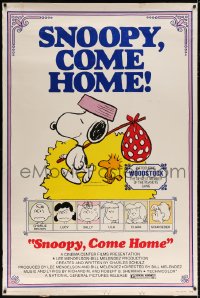 7d295 SNOOPY COME HOME 40x60 1972 Peanuts, Charlie Brown, great Schulz art of Snoopy & Woodstock!