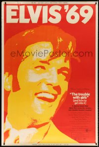 7d303 TROUBLE WITH GIRLS 40x60 1969 great gigantic close up art of smiling Elvis Presley!