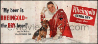 7d014 RHEINGOLD LAGER BEER billboard 1948 great image of pretty girl in the snow with cute puppy!