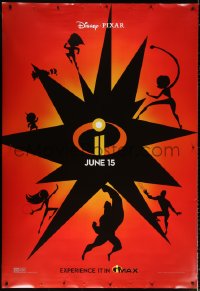 7d194 INCREDIBLES 2 IMAX DS bus stop 2018 Disney/Pixar, Nelson, Hunter, wacky, get ready to suit up!