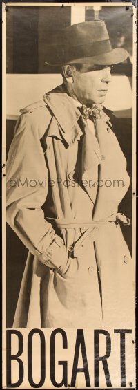 7d098 HUMPHREY BOGART 27x76 commercial poster 1979 wearing classic fedora and trench coat!
