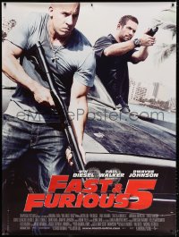 7d338 FAST FIVE French 1p 2011 Vin Diesel & Paul Walker with guns, street racing action!