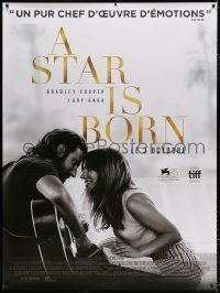 7d357 STAR IS BORN advance French 1p 2018 Cooper stars and directs, romantic image w/Lady Gaga!