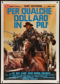 7d178 FOR A FEW DOLLARS MORE Italian 1p R1980s different art of Eastwood on stagecoach by Ciriello!