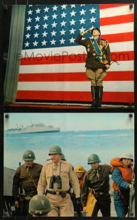 7d068 PATTON 6 color 16x20 stills 1970 includes most classic Scott & giant U.S. flag image!